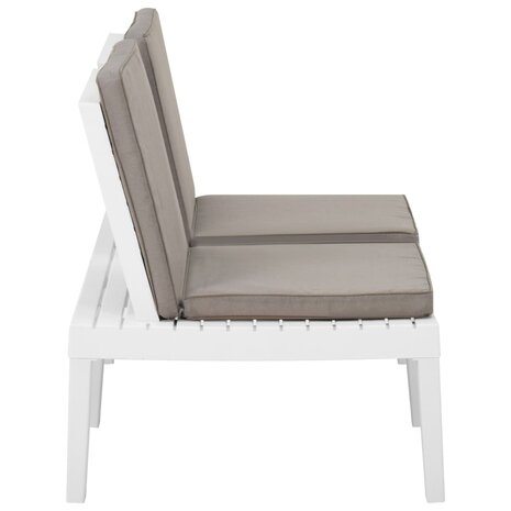 2-delige Loungeset met kussens kunststof wit 6