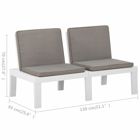 2-delige Loungeset met kussens kunststof wit 10