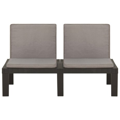 2-delige Loungeset met kussens kunststof grijs 9