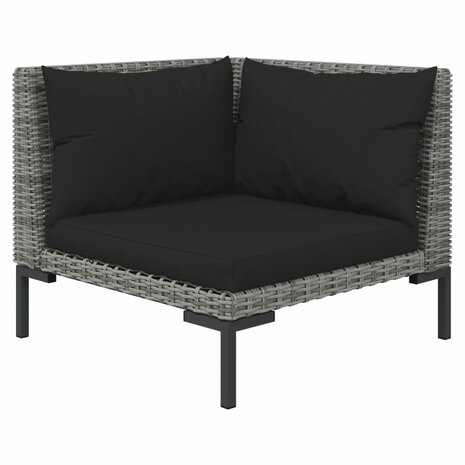 3-delige Loungeset halfrond poly rattan donkergrijs 7
