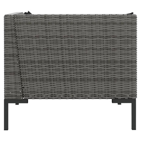 3-delige Loungeset halfrond poly rattan donkergrijs 8