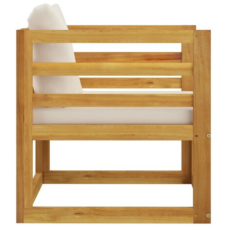 Tuinstoel met crèmekleurige kussens massief acaciahout 3