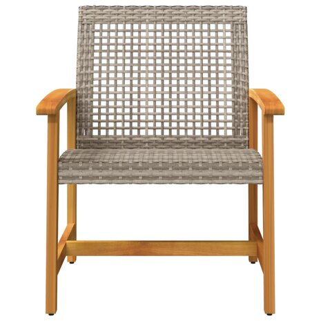 Tuinstoelen 2 st poly rattan en acaciahout grijs 4