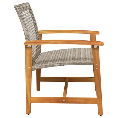 Tuinstoelen 2 st poly rattan en acaciahout grijs 5