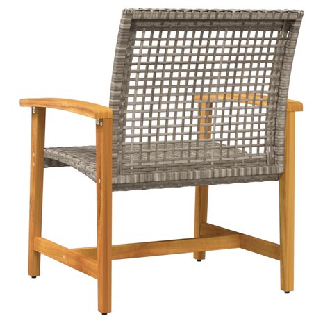 Tuinstoelen 2 st poly rattan en acaciahout grijs 6