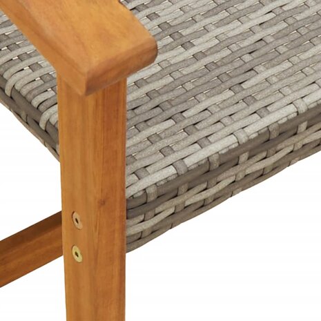 Tuinstoelen 2 st poly rattan en acaciahout grijs 7