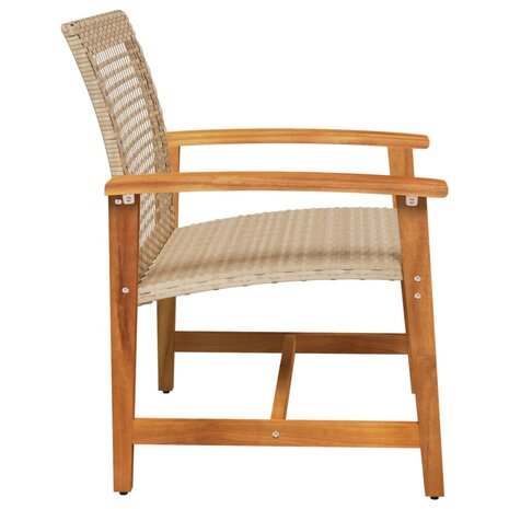Tuinstoelen 2 st poly rattan en acaciahout beige 5
