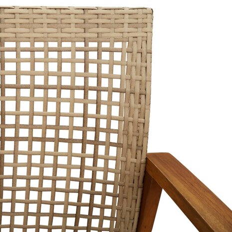 Tuinstoelen 2 st poly rattan en acaciahout beige 8