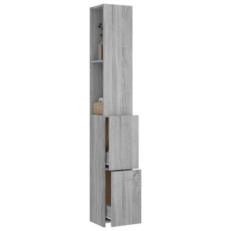 Badkamerkast 25x26,5x170cm bewerkt hout grijs sonoma eikenkleur 4