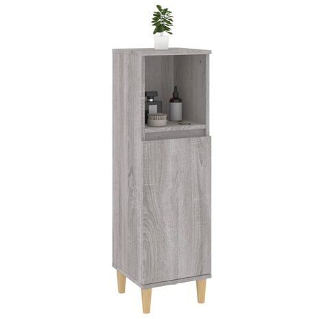 Badkamerkast 30x30x100 cm bewerkt hout grijs sonoma eikenkleur 5