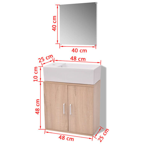 Badkamermeubelset met wasbak beige 3-dlg 10