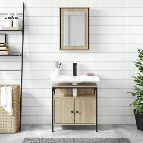 2-delige Badkamermeubelset bewerkt hout sonoma eikenkleurig 3