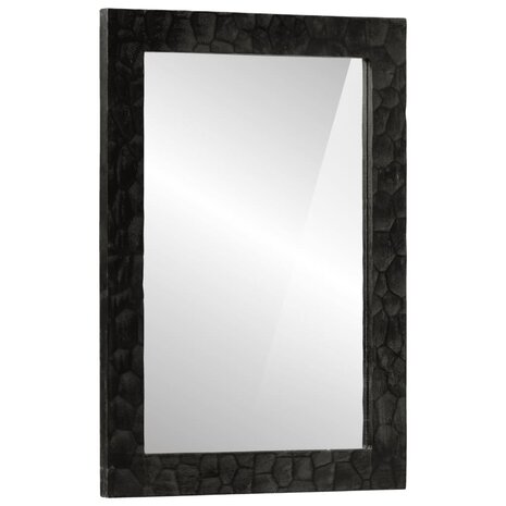 Badkamerspiegel 50x70x2,5 cm massief mangohout en glas zwart 1