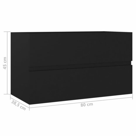 Wastafelkast 80x38,5x45 cm bewerkt hout zwart 7