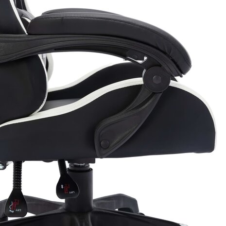 Racestoel met RGB LED-verlichting kunstleer wit en zwart 8