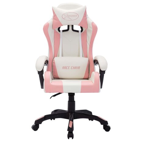 Racestoel met RGB LED-verlichting kunstleer roze en zwart 4