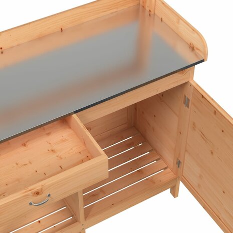 Oppottafel met kast 110,5x45x124,5 cm massief vurenhout bruin 11