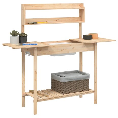 Oppottafel met spoelbak 147,5x44x139,5 cm massief vurenhout 5