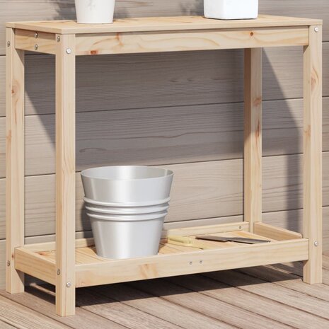 Oppottafel met schap 82,5x35x75 cm massief grenenhout 1