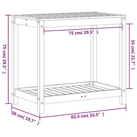 Oppottafel met schap 82,5x50x75 cm geïmpregneerd grenenhout 10