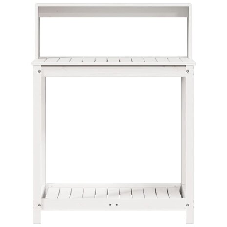 Oppottafel met schappen 82,5x50x109,5 cm massief grenenhout wit 5