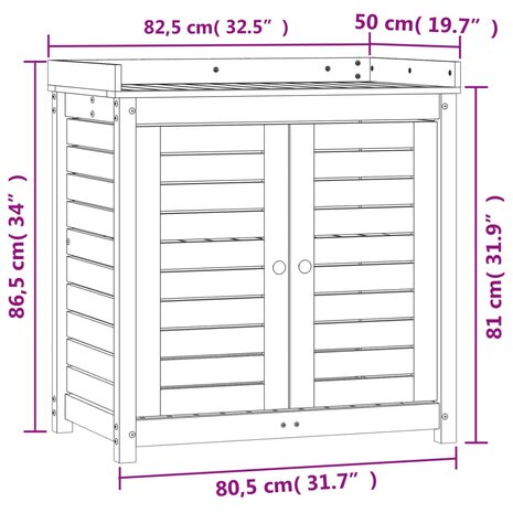 Oppottafel met schappen 82,5x50x86,5 cm geïmpregneerd hout 10