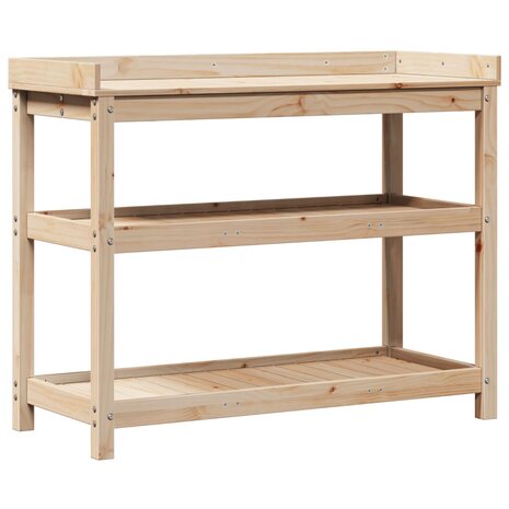 Oppottafel met schappen 108x45x86,5 cm massief grenenhout 2