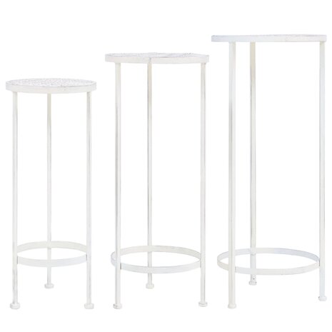 3-delige Plantenstandaardset vintage stijl metaal antiekwit 1