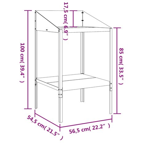 Plantenstandaard 56,5x54,5x100 cm verzinkt staal antracietkleur 7