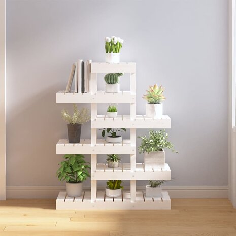Plantenstandaard 85x25x109,5 cm massief grenenhout wit 1