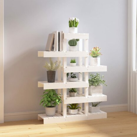 Plantenstandaard 85x25x109,5 cm massief grenenhout wit 3