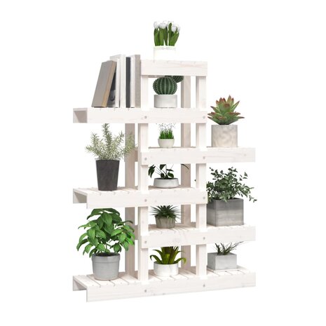Plantenstandaard 85x25x109,5 cm massief grenenhout wit 4