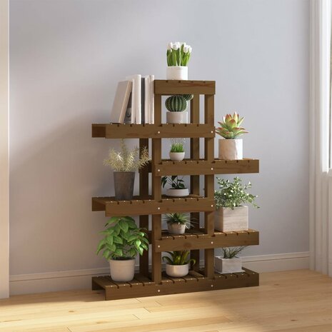 Plantenstandaard 85x25x109,5 cm massief grenenhout honingbruin 3