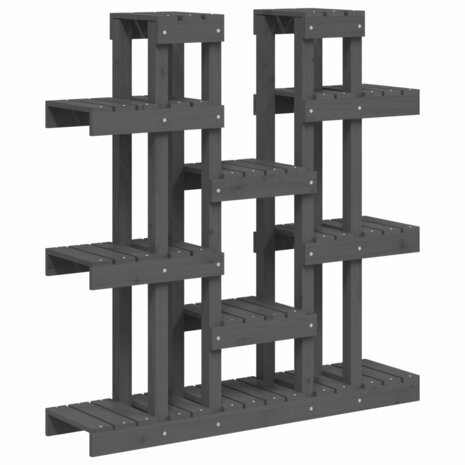 Plantenstandaard grijs 104,5x25x109,5 cm massief grenenhout 2