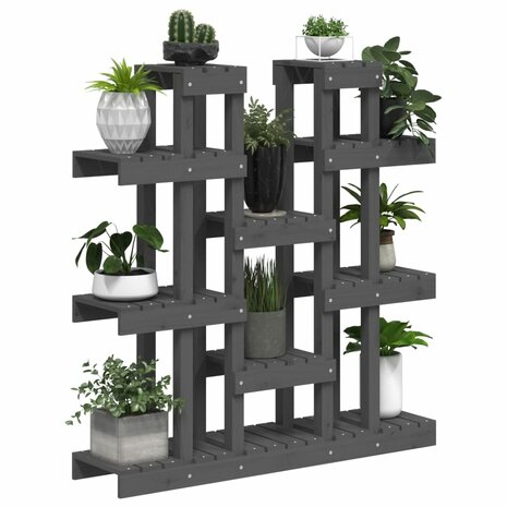 Plantenstandaard grijs 104,5x25x109,5 cm massief grenenhout 4