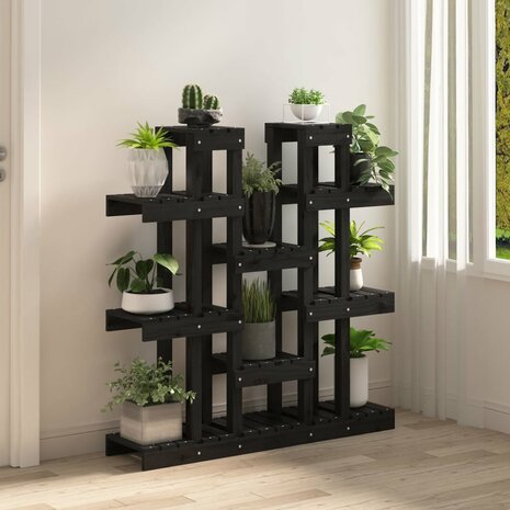 Plantenstandaard 104,5x25x109,5 cm massief grenenhout zwart 3