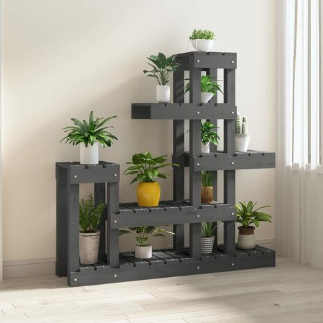 Plantenstandaard 92x25x97 cm massief grenenhout grijs 3