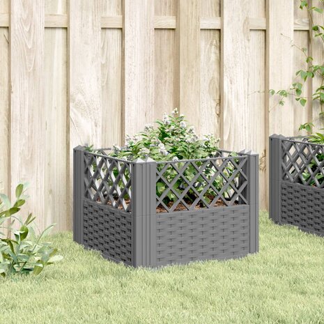 Plantenbak met pinnen 43,5x43,5x43,5 cm polypropeen lichtgrijs 3