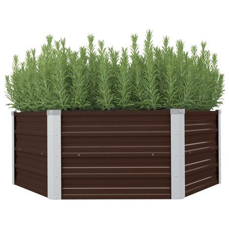 Plantenbak verhoogd 129x129x46 cm gegalvaniseerd staal bruin 1