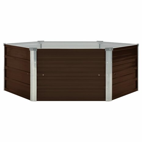 Plantenbak verhoogd 129x129x46 cm gegalvaniseerd staal bruin 2