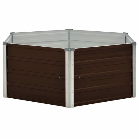 Plantenbak verhoogd 129x129x46 cm gegalvaniseerd staal bruin 3