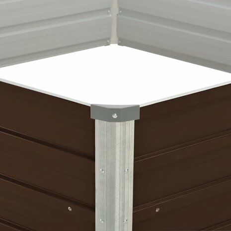 Plantenbak verhoogd 129x129x46 cm gegalvaniseerd staal bruin 4