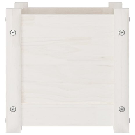 Plantenbakken 2 st 31x31x31 cm massief grenenhout wit 5