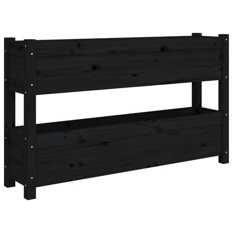 Plantenbak 112x25x66 cm massief grenenhout zwart 2