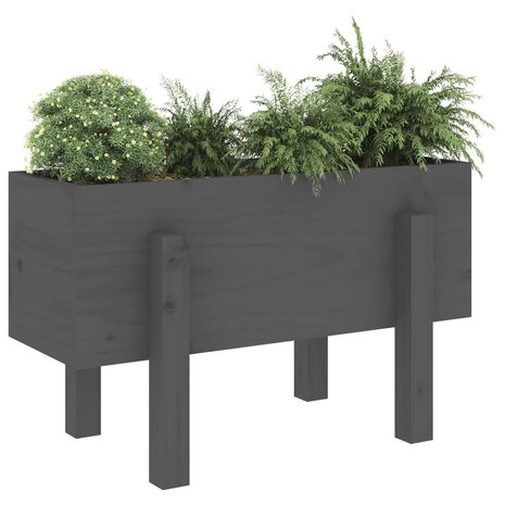 Plantenbak 62x30x38 cm massief grenenhout grijs 3