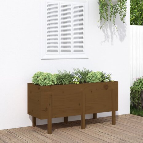 Plantenbak verhoogd 121x50x57 cm massief grenenhout honingbruin 1