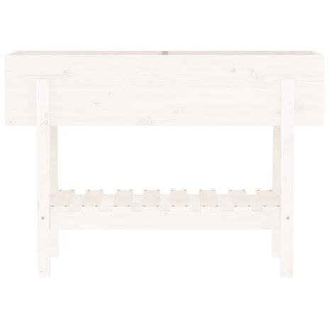 Plantenbak verhoogd 101x30x69 cm massief grenenhout wit 4