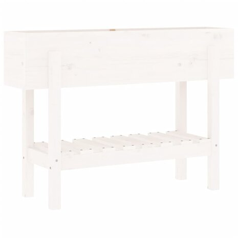 Plantenbak verhoogd 101x30x69 cm massief grenenhout wit 6