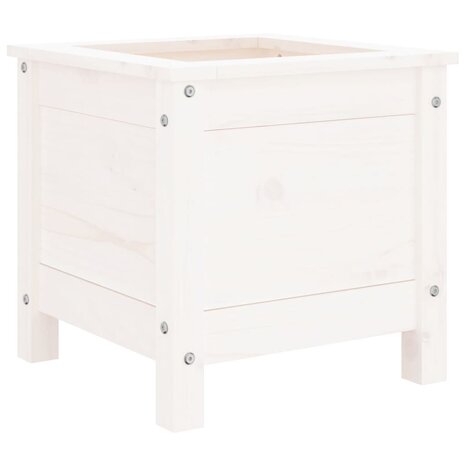 Plantenbak 40x40x39 cm massief grenenhout wit 2