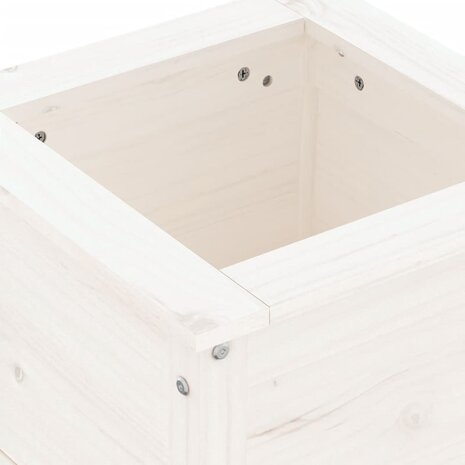 Plantenbak 40x40x39 cm massief grenenhout wit 7